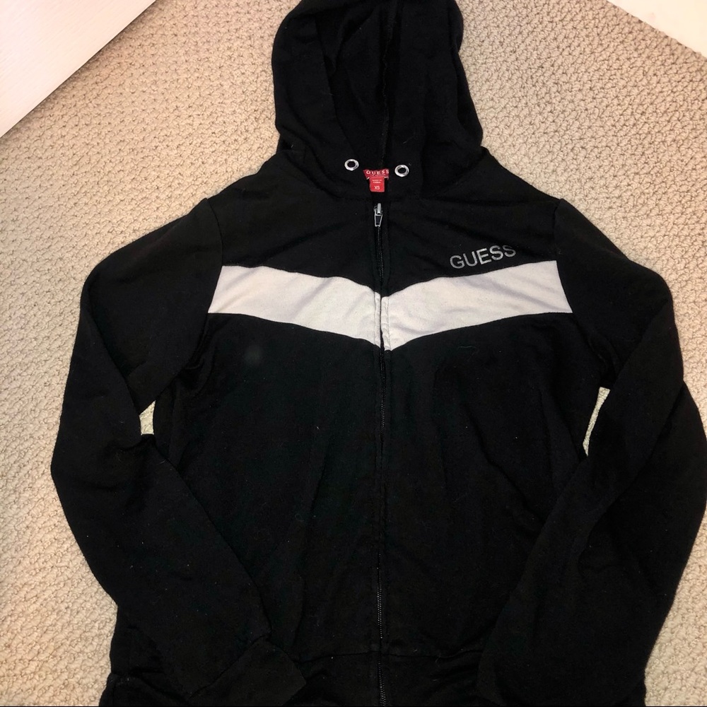 Black & White Guess Zip Up Hoodie